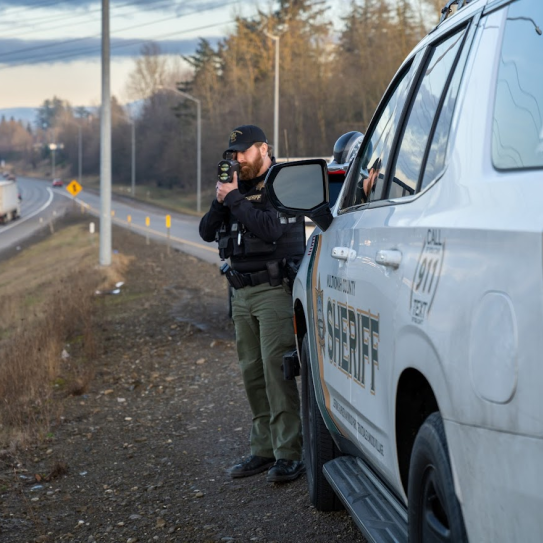 Deputy using lidar on Interstate 84.
